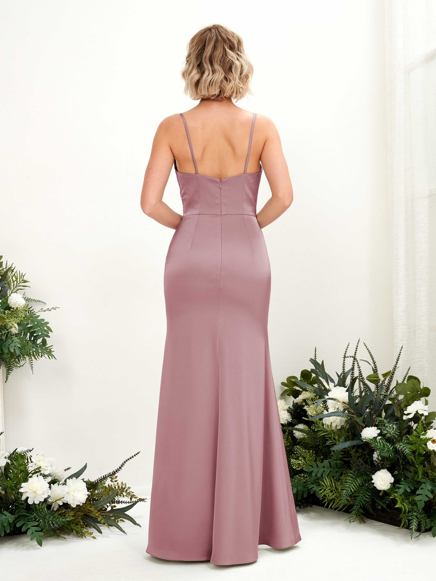 Spaghetti-straps Sweetheart Satin Bridesmaid Dress - Rose Quartz (80223266)#color_rose-quartz