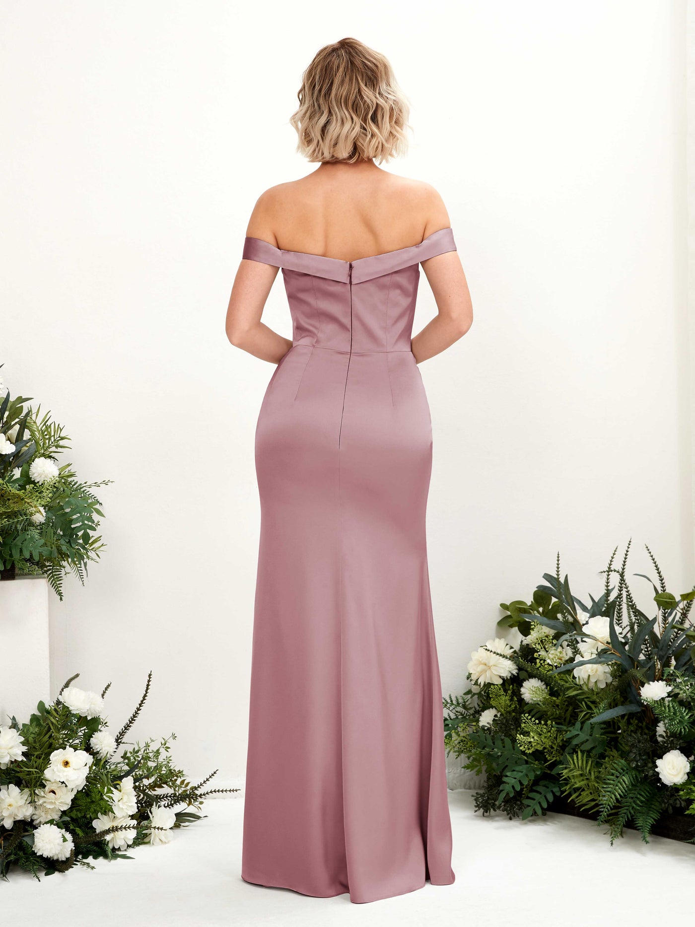Off Shoulder Sweetheart Satin Bridesmaid Dress - Rose Quartz (80223866)#color_rose-quartz