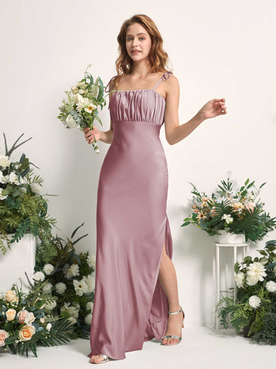 Carlyna Avery Mermaid Rose Quartz Satin Bridesmaid Dress Maxi Sleeveless Sweetheart Dress Side View 2 #color_rose-quartz