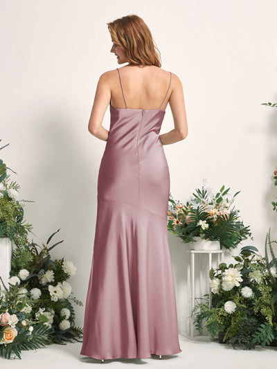 Carlyna Miranda Mermaid Rose Quartz Satin Bridesmaid Dress Maxi Sleeveless Cowl Neck Dress #color_rose-quartz