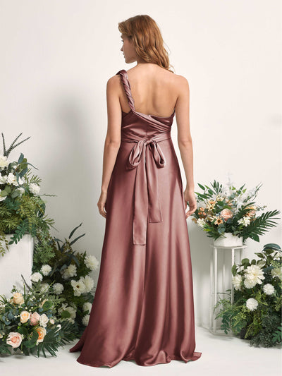 Carlyna Mirabelle Convertible Desert Rose Satin Bridesmaid Dress Maxi Sleeveless Sweetheart Dress #color_desert-rose