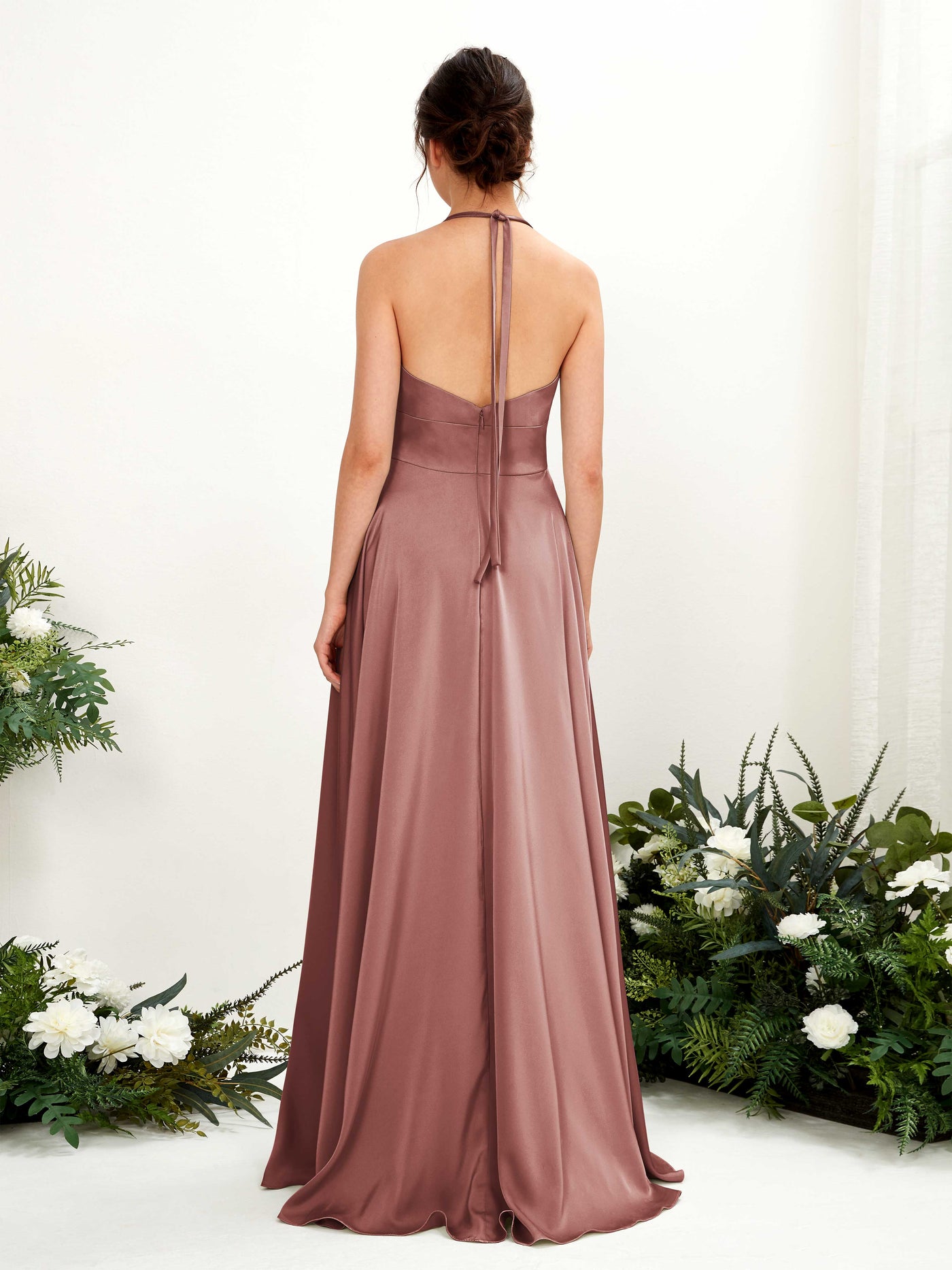 A-line Halter Bridesmaid Dress - Desert Rose (80223917)#color_desert-rose