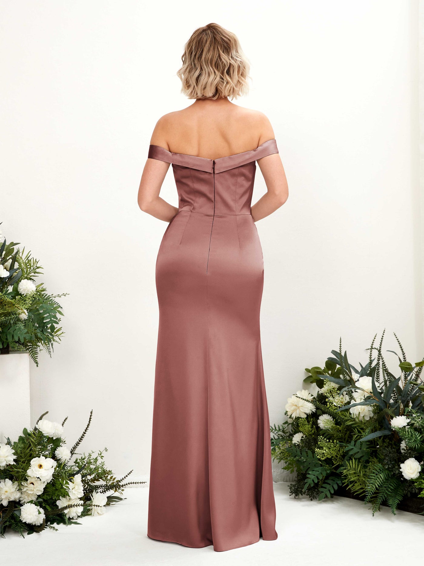 Off Shoulder Sweetheart Satin Bridesmaid Dress - Desert Rose (80223817)#color_desert-rose