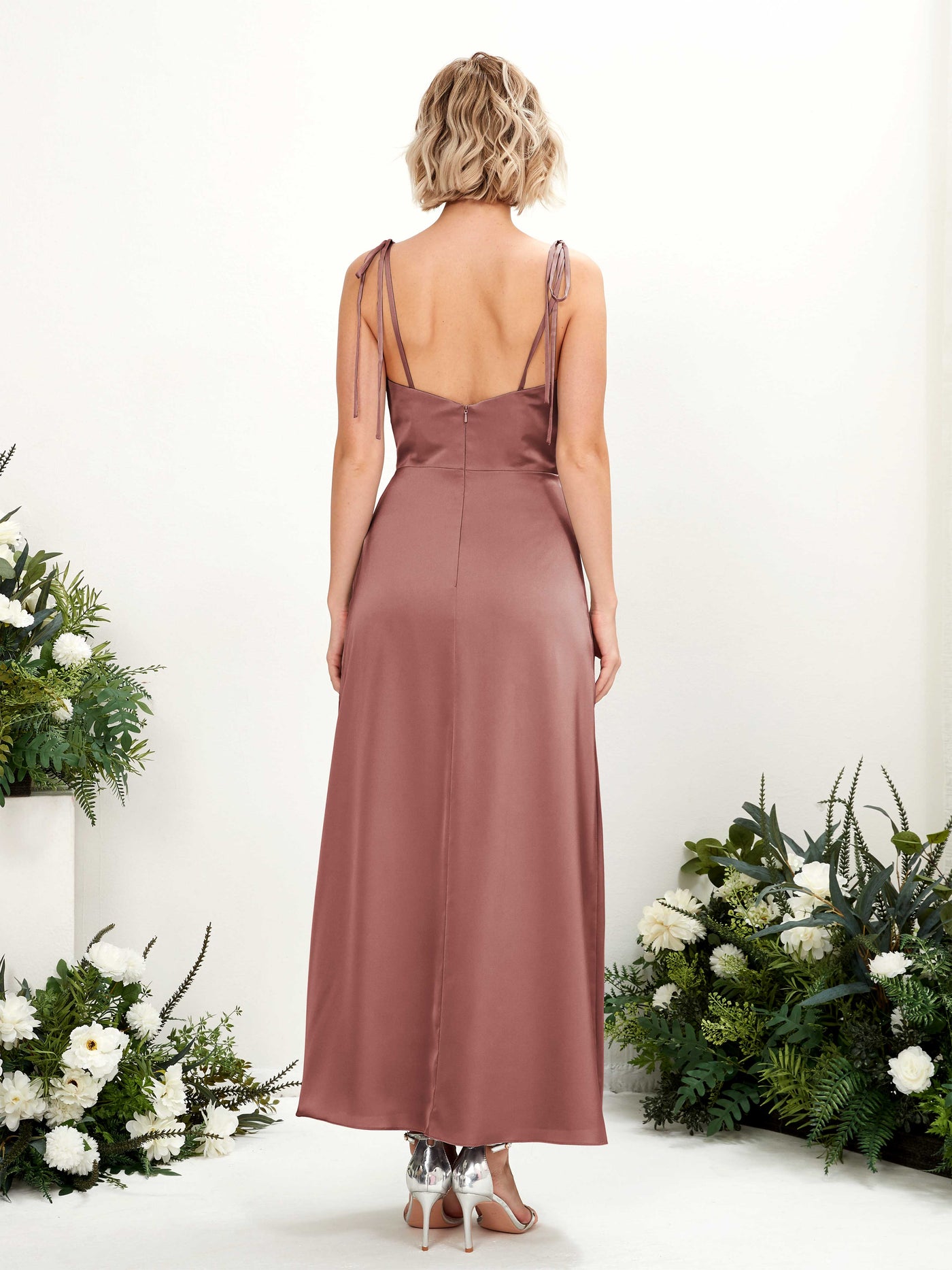 Spaghetti-straps Sleeveless Satin Bridesmaid Dress - Desert Rose (80222117)#color_desert-rose