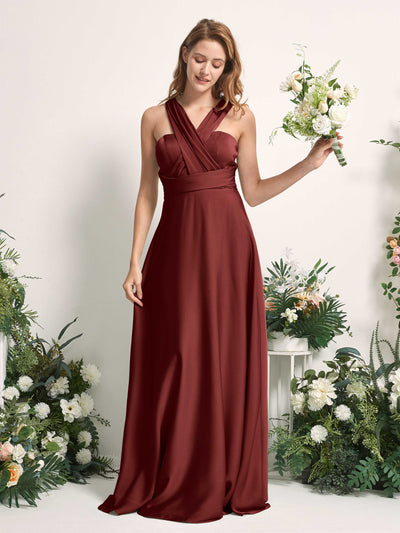 Carlyna Mirabelle Convertible Burgundy Satin Bridesmaid Dress Maxi Sleeveless Sweetheart Dress #color_burgundy