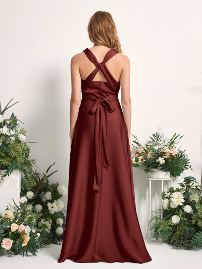 Carlyna Mirabelle Convertible Burgundy Satin Bridesmaid Dress Maxi Sleeveless Sweetheart Dress #color_burgundy