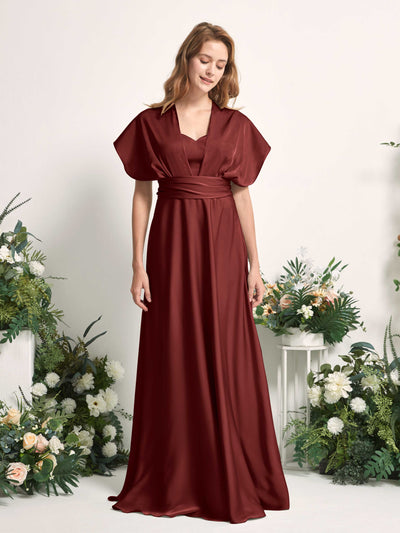 Carlyna Mirabelle Convertible Burgundy Satin Bridesmaid Dress Maxi Sleeveless Sweetheart Dress #color_burgundy