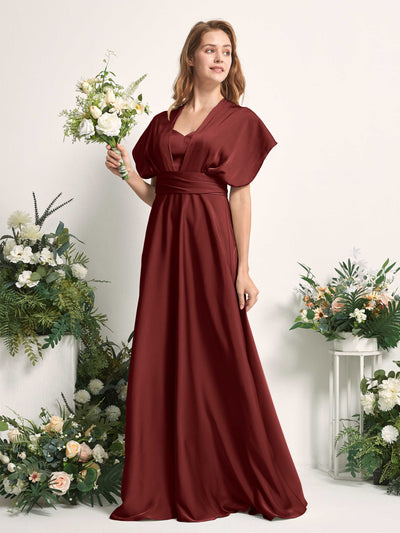 Carlyna Mirabelle Convertible Burgundy Satin Bridesmaid Dress Maxi Sleeveless Sweetheart Dress #color_burgundy