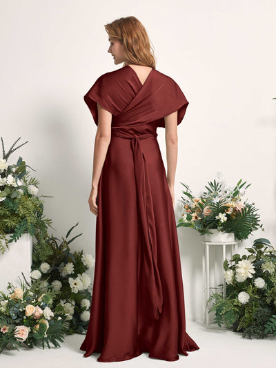 Carlyna Mirabelle Convertible Burgundy Satin Bridesmaid Dress Maxi Sleeveless Sweetheart Dress #color_burgundy