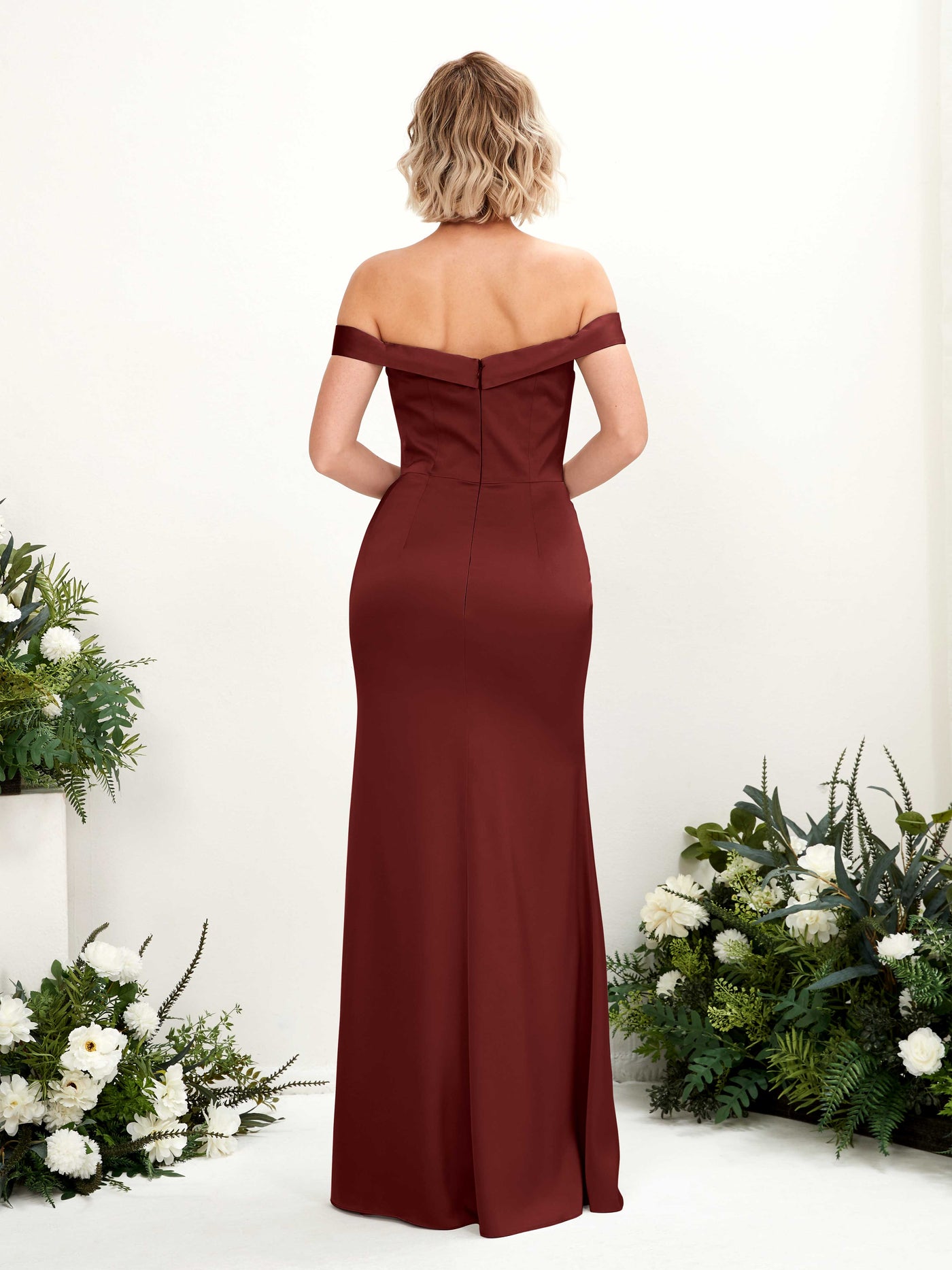 Off Shoulder Sweetheart Satin Bridesmaid Dress - Burgundy (80223868)#color_burgundy