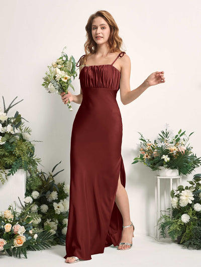 Carlyna Avery Mermaid Burgundy Satin Bridesmaid Dress Maxi Sleeveless Sweetheart Dress Side View 2 #color_burgundy