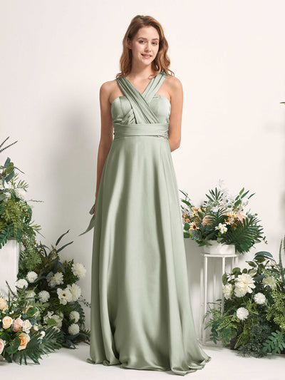 Carlyna Mirabelle Convertible Sage Green Satin Bridesmaid Dress Maxi Sleeveless Sweetheart Dress #color_sage-green