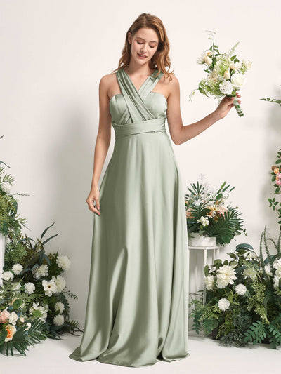 Carlyna Mirabelle Convertible Sage Green Satin Bridesmaid Dress Maxi Sleeveless Sweetheart Dress #color_sage-green