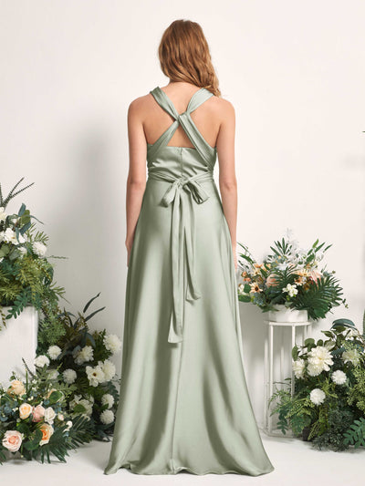 Carlyna Mirabelle Convertible Sage Green Satin Bridesmaid Dress Maxi Sleeveless Sweetheart Dress #color_sage-green
