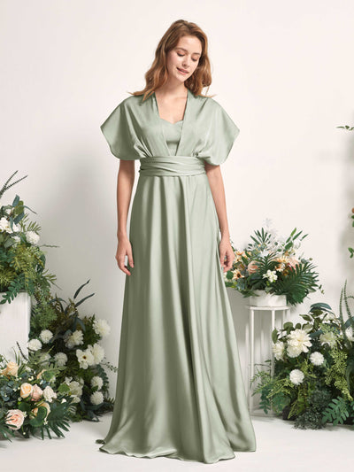 Carlyna Mirabelle Convertible Sage Green Satin Bridesmaid Dress Maxi Sleeveless Sweetheart Dress #color_sage-green
