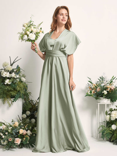 Carlyna Mirabelle Convertible Sage Green Satin Bridesmaid Dress Maxi Sleeveless Sweetheart Dress #color_sage-green