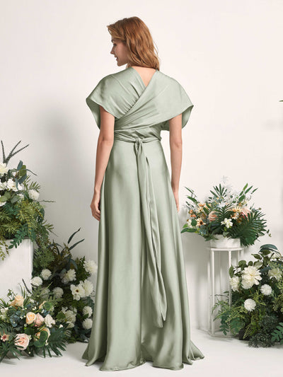 Carlyna Mirabelle Convertible Sage Green Satin Bridesmaid Dress Maxi Sleeveless Sweetheart Dress #color_sage-green