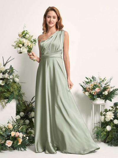 Carlyna Mirabelle Convertible Sage Green Satin Bridesmaid Dress Maxi Sleeveless Sweetheart Dress #color_sage-green