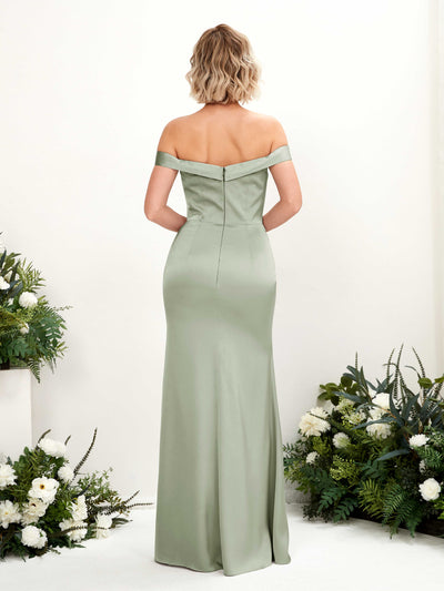 Carlyna Zoe Mermaid Sage Green Satin Bridesmaid Dress Maxi Sleeveless Sweetheart Dress #color_sage-green