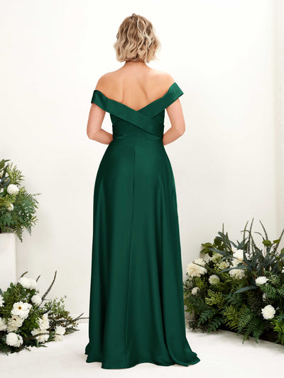 Carlyna Chloe A-Line Hunter Green Satin Bridesmaid Dress Maxi Sleeveless Sweetheart Dress Back View #color_hunter-green