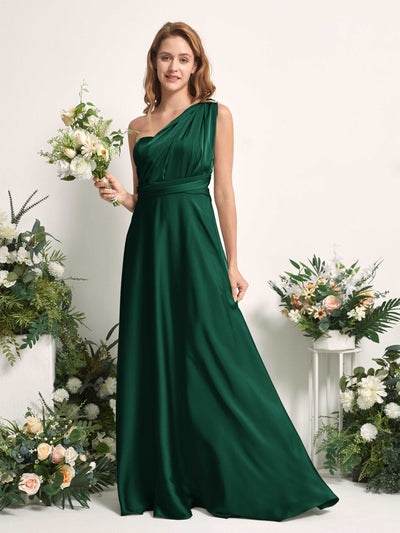 Carlyna Mirabelle Convertible Hunter Green Satin Bridesmaid Dress Maxi Sleeveless Sweetheart Dress #color_hunter-green