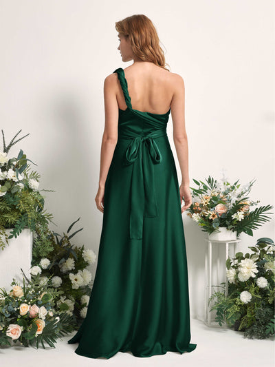 Carlyna Mirabelle Convertible Hunter Green Satin Bridesmaid Dress Maxi Sleeveless Sweetheart Dress #color_hunter-green