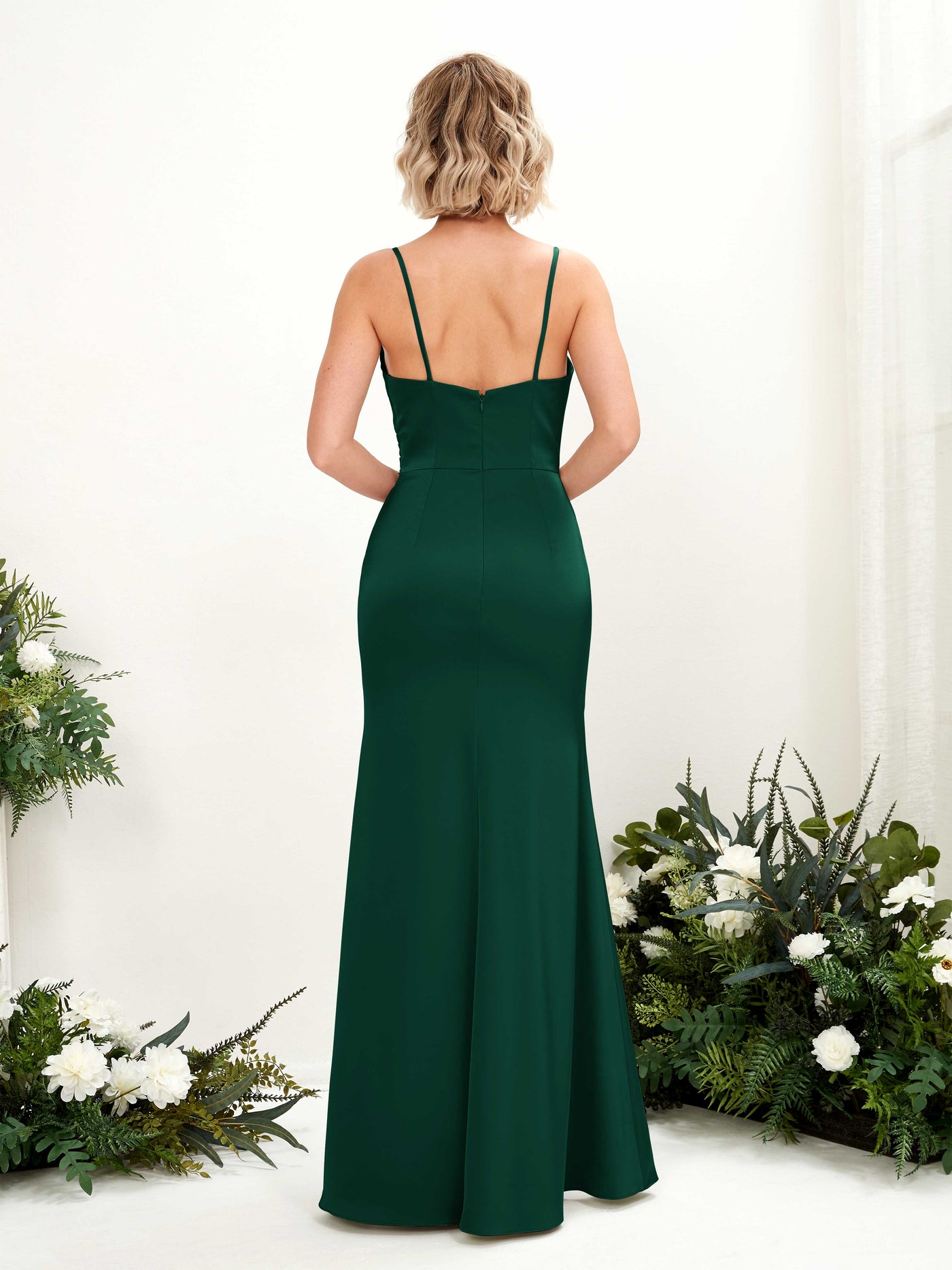 Spaghetti-straps Sweetheart Satin Bridesmaid Dress - Hunter Green (80223229)#color_hunter-green