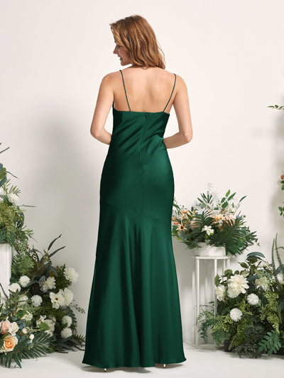Carlyna Miranda Mermaid Hunter Green Satin Bridesmaid Dress Maxi Sleeveless Cowl Neck Dress #color_hunter-green