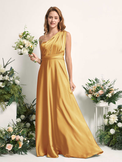 Carlyna Mirabelle Convertible Canary Satin Bridesmaid Dress Maxi Sleeveless Sweetheart Dress #color_canary