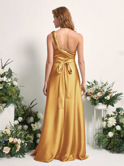 Carlyna Mirabelle Convertible Canary Satin Bridesmaid Dress Maxi Sleeveless Sweetheart Dress #color_canary