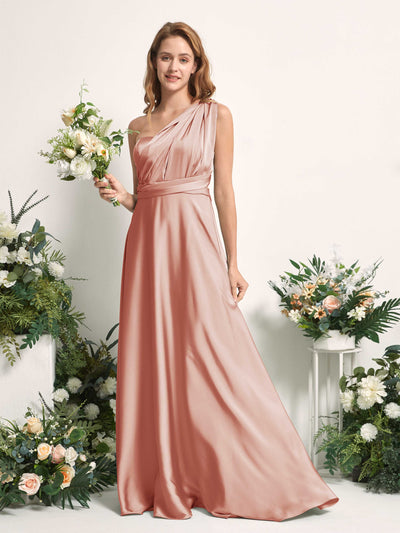 Carlyna Mirabelle Convertible Cantaloupe Satin Bridesmaid Dress Maxi Sleeveless Sweetheart Dress #color_cantaloupe