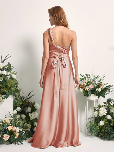Carlyna Mirabelle Convertible Cantaloupe Satin Bridesmaid Dress Maxi Sleeveless Sweetheart Dress #color_cantaloupe