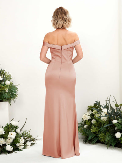 Carlyna Zoe Mermaid Cantaloupe Satin Bridesmaid Dress Maxi Sleeveless Sweetheart Dress #color_cantaloupe