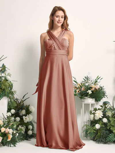 Carlyna Mirabelle Convertible Raw Sienna Satin Bridesmaid Dress Maxi Sleeveless Sweetheart Dress #color_raw-sienna