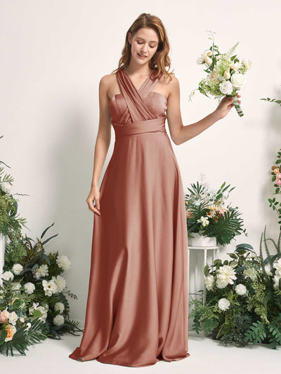 Carlyna Mirabelle Convertible Raw Sienna Satin Bridesmaid Dress Maxi Sleeveless Sweetheart Dress #color_raw-sienna