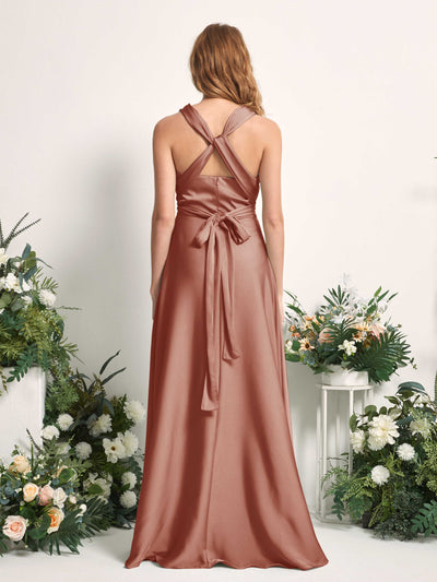 Carlyna Mirabelle Convertible Raw Sienna Satin Bridesmaid Dress Maxi Sleeveless Sweetheart Dress #color_raw-sienna