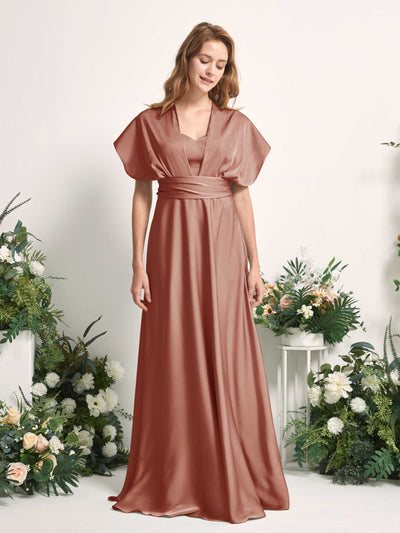 Carlyna Mirabelle Convertible Raw Sienna Satin Bridesmaid Dress Maxi Sleeveless Sweetheart Dress #color_raw-sienna
