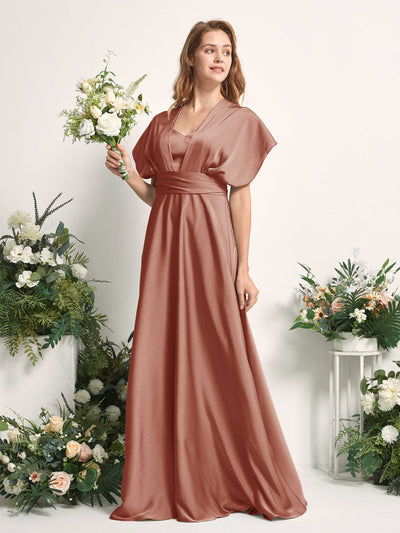 Carlyna Mirabelle Convertible Raw Sienna Satin Bridesmaid Dress Maxi Sleeveless Sweetheart Dress #color_raw-sienna
