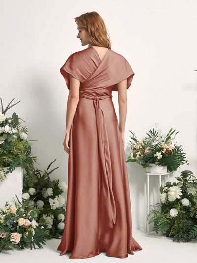 Carlyna Mirabelle Convertible Raw Sienna Satin Bridesmaid Dress Maxi Sleeveless Sweetheart Dress #color_raw-sienna