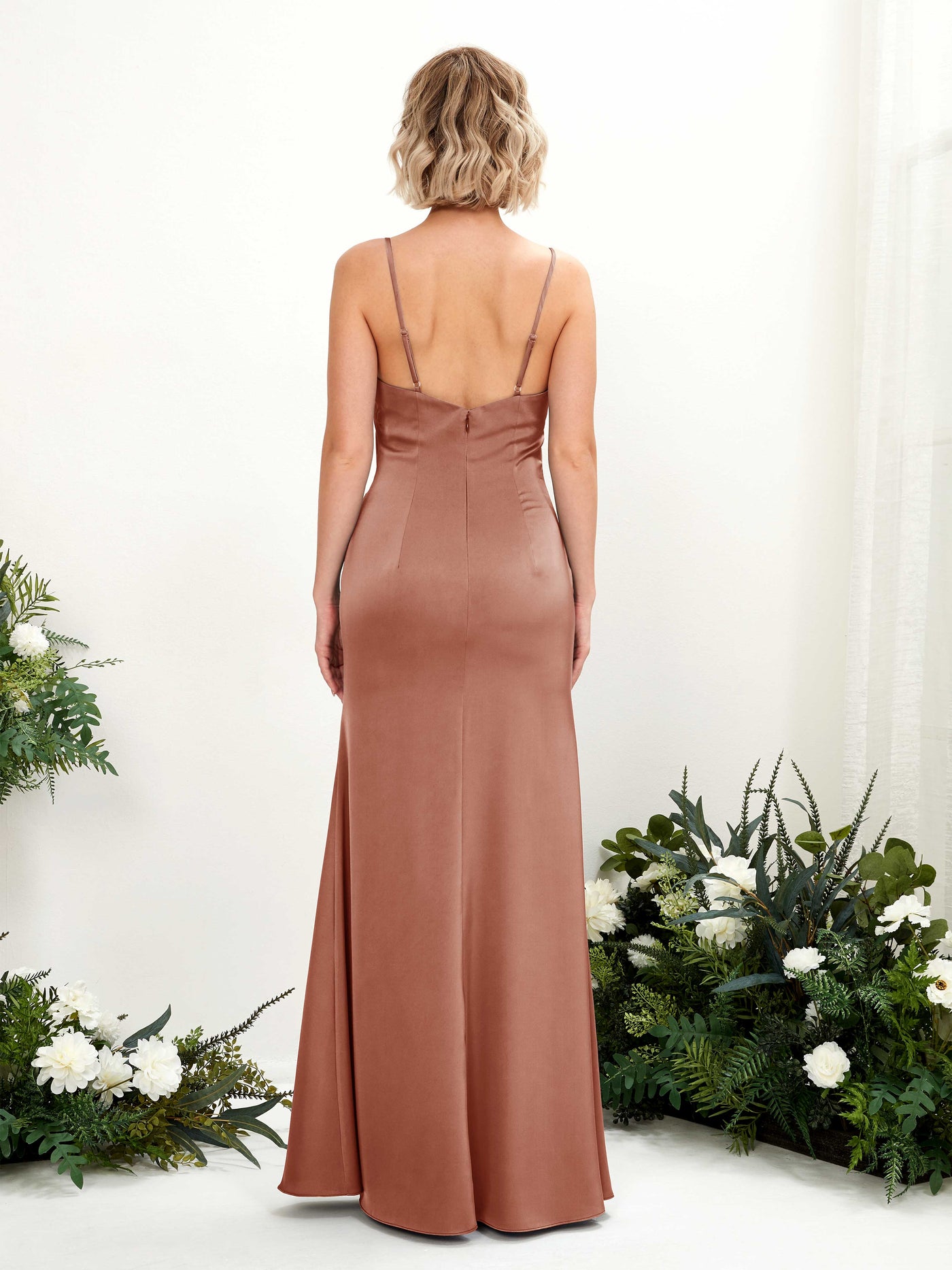 Straps Satin Bridesmaid Dress - Raw Sienna (80223015)#color_raw-sienna