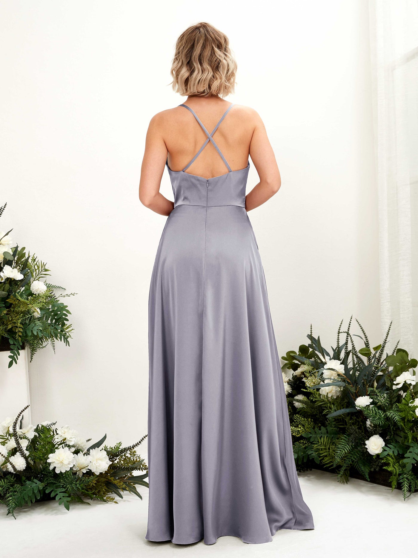 A-line Ball Gown Straps Satin Bridesmaid Dress - Purple Haze (80222250)#color_purple-haze