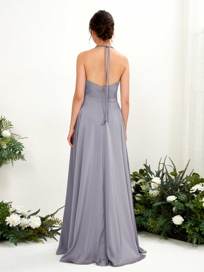 Carlyna Jocelyn A-Line Purple Haze Satin Bridesmaid Dress Maxi Sleeveless Halter Dress #color_purple-haze