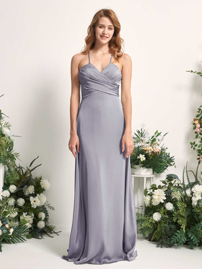 Carlyna Allison A-Line Purple Haze Satin Bridesmaid Dress Maxi Sleeveless V-Neck Dress Front View #color_purple-haze