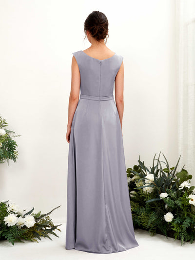 Carlyna Irma A-Line Purple Haze Satin Bridesmaid Dress Maxi Sleeveless Cowl Neck Dress Back View #color_purple-haze