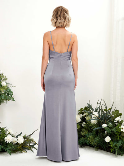 Carlyna Gloria Mermaid Purple Haze Satin Bridesmaid Dress Maxi Sleeveless Cowl Neck Dress Back View #color_purple-haze