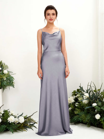 Carlyna Flora A-Line Purple Haze Satin Bridesmaid Dress Maxi Sleeveless Cowl Neck Dress Front View #color_purple-haze