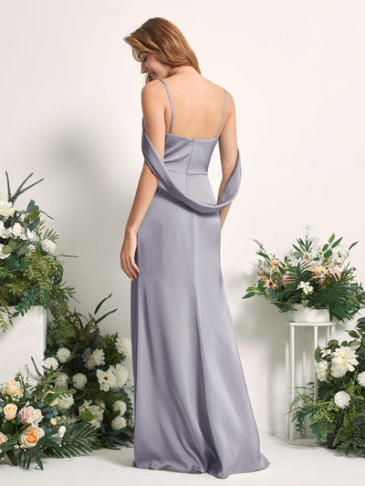Carlyna Freya Mermaid Purple Haze Satin Bridesmaid Dress Maxi Sleeveless V-Neck Dress Back View #color_purple-haze
