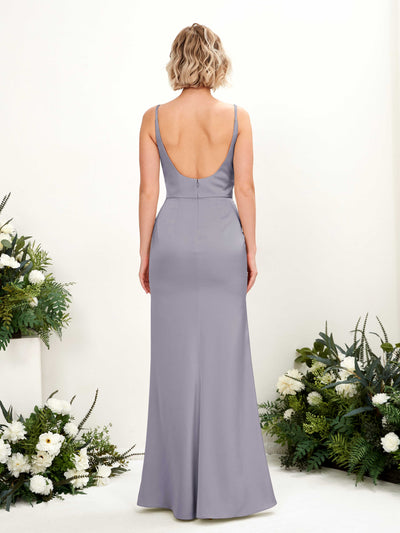 Carlyna Agatha Mermaid Purple Haze Satin Bridesmaid Dress Maxi Sleeveless V-Neck Dress Back View #color_purple-haze