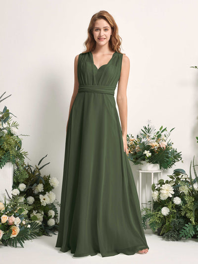 Carlyna Carolyn Convertible Martini Olive Bridesmaid Dress Maxi Sleeveless Sweetheart Dress Side View 3 #color_martini-olive