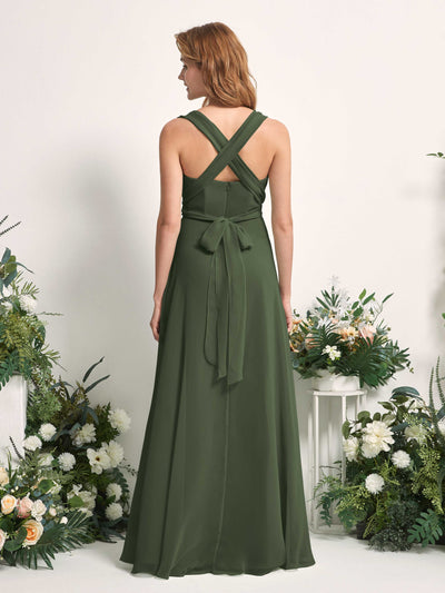 Carlyna Carolyn Convertible Martini Olive Bridesmaid Dress Maxi Sleeveless Sweetheart Dress Side View 4 #color_martini-olive